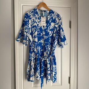 NWT ZARA Linen Shirt dress Large